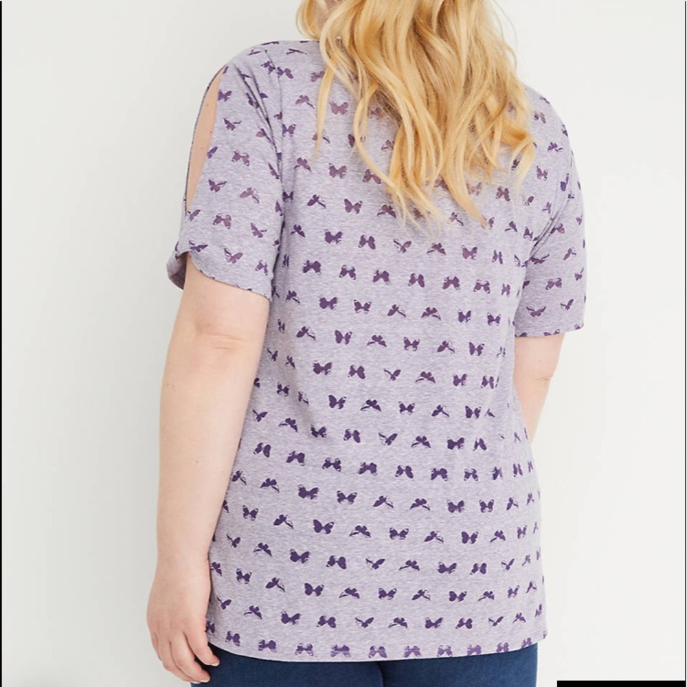 Lane Bryant Twisted-Sleeve Burnout Tee - Picture 2 of 5